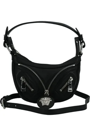 VERSACE Femme, Sacs, Noir, Taille: ONE Size Sac à bandoulière Mini Hobo en cuir de veau noir