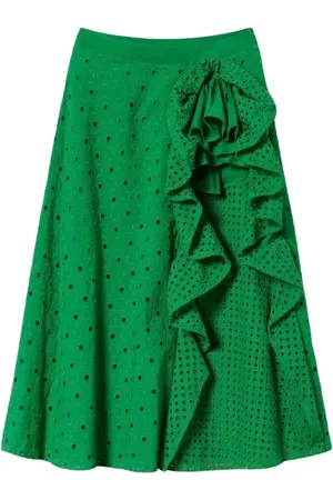 Twin-Set Femme, Jupes, Vert, Taille: 38 FR Jupe longuette avec fronces