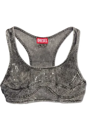Diesel Femme, Tops, Gris, Taille: 42 FR Denim Crop Top