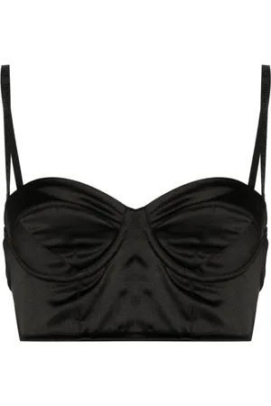 Blugirl Femme, Tops, Noir, Taille: 40 FR Bustier Noir En Satin Avec Armature