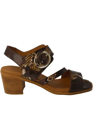 Calce Femme, Chaussures, Brun, Taille: 39 EU Sandale en cuir marron avec motif écailles
