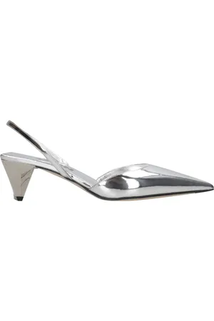 3Juin Femme, Chaussures, Gris, Taille: 40 EU Sandales Argent en Cuir Verni avec Talon de 7cm