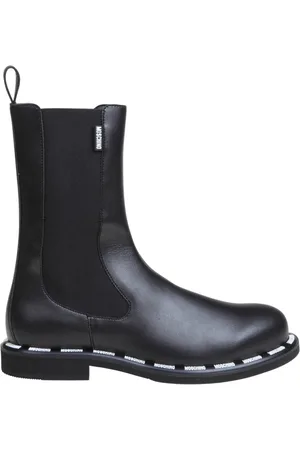 Moschino Femme, Chaussures, Noir, Taille: 37 EU Bottines noires en cuir végétalien Aw23