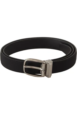 Dolce & Gabbana Homme, Accessoires, Noir, Taille: 110 CM Ceinture en Toile Noire avec Logo en Métal