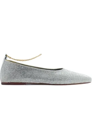 Maria Luca Femme, Chaussures, Gris, Taille: 37 EU Ballerines Argentées avec Strass