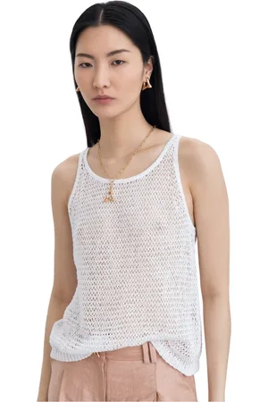 AERON Femme, Tops, Blanc, Taille: 42 FR Débardeur en Coton Croustillant