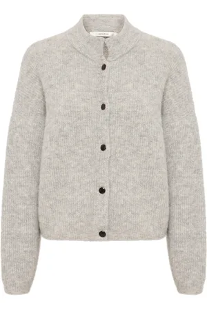 Gestuz Femme, Pulls, Gris, Taille: 38 FR Cardigan court et confortable - Gris clair chiné