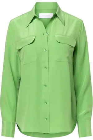 Equipment Femme, Blouses et Chemises, Vert, Taille: 40 FR Chemise en Soie Signature