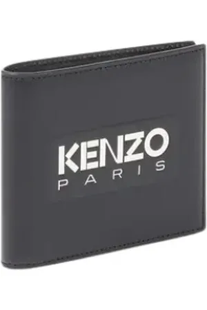 Kenzo Homme, Accessoires, Noir, Taille: ONE Size Portefeuille en Cuir Noir avec Logo en Relief