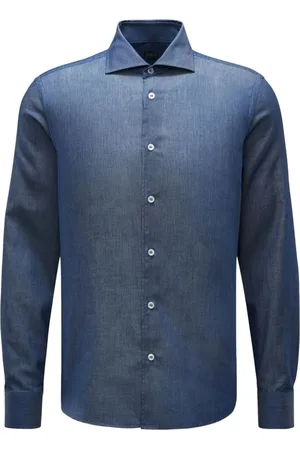 FEDELI Homme, Chemises, Bleu, Taille: M Chemise en denim Premium Sean Bleu Foncé