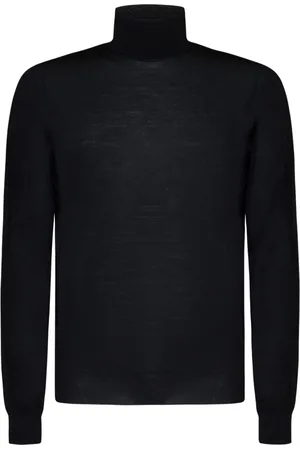 DRUMOHR Homme, Pulls, Noir, Taille: M Pull à Col Roulé en Mérinos Noir pour Homme