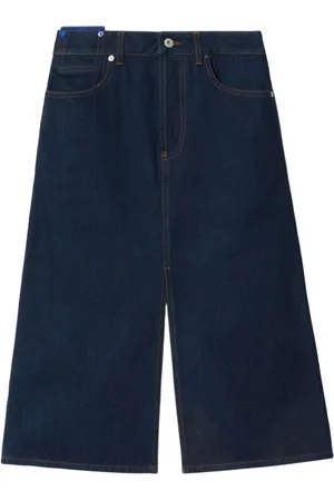 Burberry Femme, Shorts, Bleu, Taille: 36 FR Jupe midi en denim bleu indigo