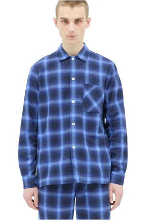 Tekla Homme, Vêtements de nuit et de détente, Bleu, Taille: M Chemises
