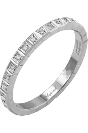 Chopard Homme, Accessoires, Blanc, Taille: ONE Size Ice Cube Pure Gold Diamond Full-Set Ring