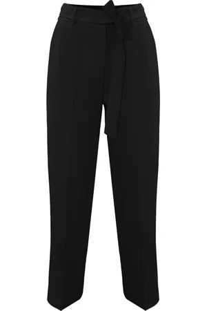 Kocca Femme, Pantalons, Noir, Taille: 38 FR Élégant Pantalon Plissé avec Ceinture