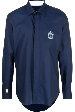 BILLIONAIRE Homme, Chemises, Bleu, Taille: 3XL Chemise Casual Bleue à Manches Longues