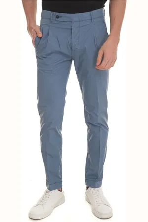 Berwich Homme, Pantalons, Bleu, Taille: M Pantalon Chino Retro-GD Stone Washed