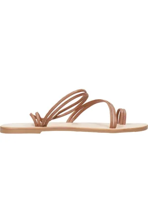 MANEBI Femme, Chaussures, Brun, Taille: 37 EU Sandales en Cuir Marron avec Bandes