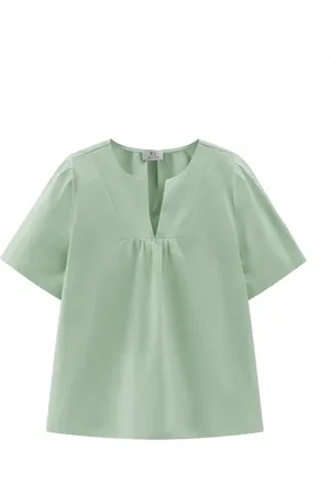Woolrich Femme, Blouses et Chemises, Vert, Taille: 40 FR Chemisier Léger en Popeline de Coton