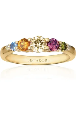 Sif Jakobs Femme, Accessoires, Jaune, Taille: 50 MM Bague en Argent Sterling plaqué Or avec Zircone Multicolore