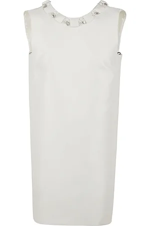 VERSACE Femme, Robes, Blanc, Taille: 38 FR Robe de Cocktail en Mélange de Soie Blanche Brodée