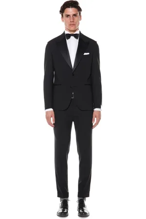 ELEVENTY Homme, Costumes, Bleu, Taille: XL Costume Smoking Bleu en Laine Stretch