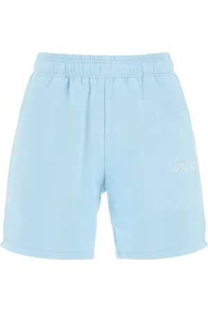 VERSACE Femme, Shorts, Bleu, Taille: 38 FR Veste en Cuir Noir Élégante