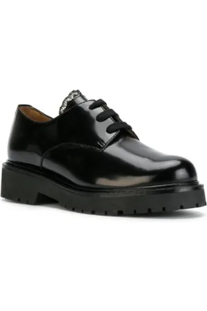 Twin-Set Femme, Chaussures, Noir, Taille: 40 EU Derbies en cuir noir avec dentelle