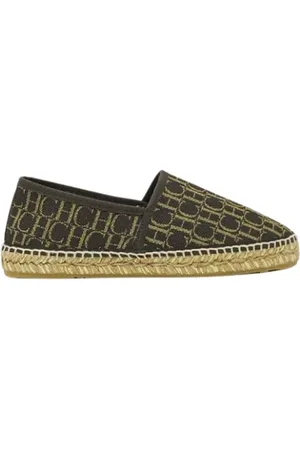Carolina Herrera Femme, Chaussures, Brun, Taille: 36 EU Espadrilles en toile marron et or
