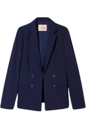 Twin-Set Femme, Vestes, Bleu, Taille: 38 FR Elegant Blazer Vest avec Revers