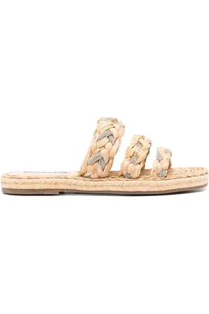Aquazzura Femme, Chaussures, , Taille: 38 EU Sandales en Rafia Naturel avec Caoutchouc Brillant