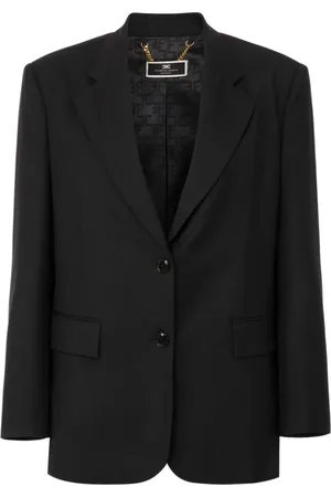 Elisabetta Franchi Femme, Vestes, Noir, Taille: 36 FR Veste Légère en Crêpe avec Revers