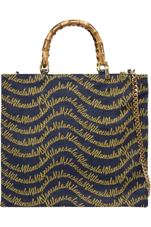 La Milanesa Femme, Sacs, Multicolore, Taille: ONE Size Sac à Main Carré en Denim Bleu