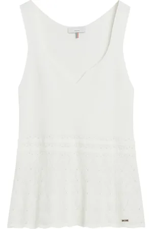 Cinque Femme, Tops, Blanc, Taille: 38 FR Hauts sans manches