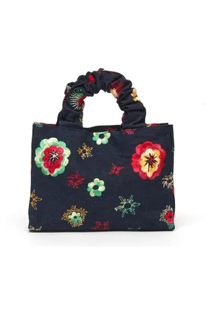 La Milanesa Femme, Sacs, Multicolore, Taille: ONE Size Sac à main carré en denim avec broderie