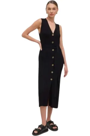 Twin-Set Femme, Robes, Noir, Taille: 38 FR Robe longue sans manches