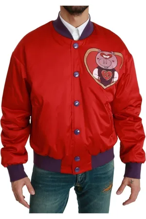 Dolce & Gabbana Homme, Vestes, Rouge, Taille: XS Bomber Motif Unique Collection 2019