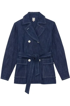 Inès de la Fressange Femme, Vestes, Bleu, Taille: 42 FR Coupe Circoncise Manteau à Double Boutonnage