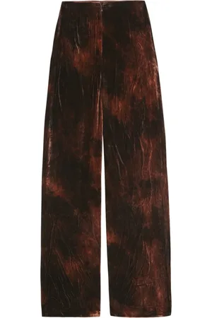Cortana Femme, Pantalons, Brun, Taille: 40 FR Pantalon large en velours de soie