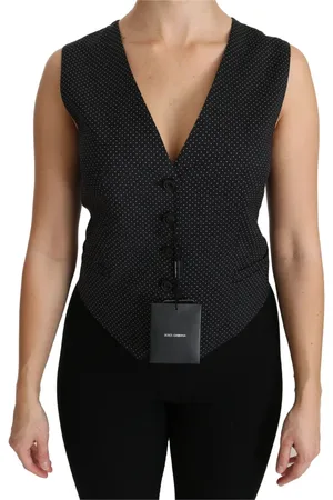 Dolce & Gabbana Femme, Vestes, Noir, Taille: 38 FR Gilet en Laine Noir à Pois
