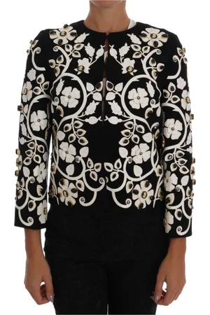 Dolce & Gabbana Femme, Blouses et Chemises, Multicolore, Taille: 34 FR Manteau Veste en Laine Brodée de Cristaux et Fleurs