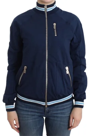 John Galliano Femme, Sweatshirts et sweats à capuche, Bleu, Taille: 38 FR Zip-throughs