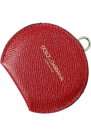 Dolce & Gabbana Femme, Accessoires, Rouge, Taille: ONE Size Porte-Miroir à Main en Cuir de Veau Rouge