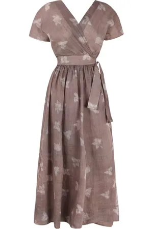 Cortana Femme, Robes, Brun, Taille: 40 FR Robe Midi Janina en Ramie Imprimé