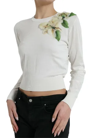 Dolce & Gabbana Femme, Pulls, Blanc, Taille: 40 FR Pulls à col rond