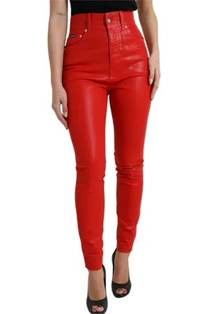 Dolce & Gabbana Femme, Pantalons, Rouge, Taille: 36 FR Jeans Skinny Taille Haute Rouge