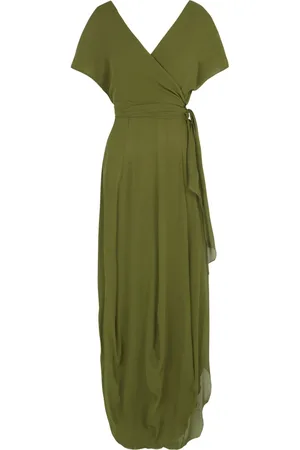 Cortana Femme, Robes, Vert, Taille: 44 FR Robe en Georgette de Soie Vert Émeraude