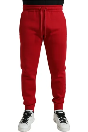 Dolce & Gabbana Homme, Pantalons, Rouge, Taille: M Pantalon Jogger Skinny en Mélange de Coton Rouge