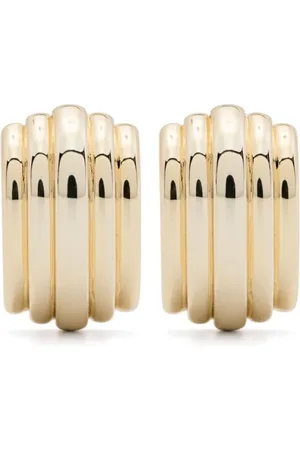 ANINE BING Femme, Accessoires, Jaune, Taille: ONE Size Boucles dOreilles en Laiton Doré avec Détails Côtelés