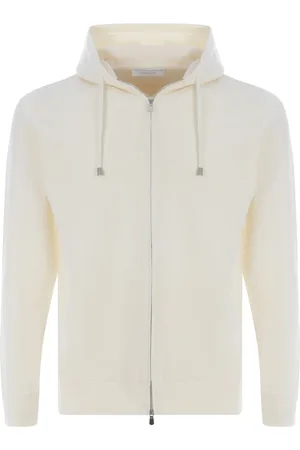 FILIPPO DE LAURENTIIS Homme, Sweatshirts et sweats à capuche, Blanc, Taille: XL Sweat à Capuche Blanc en Coton avec Fermeture Éclair